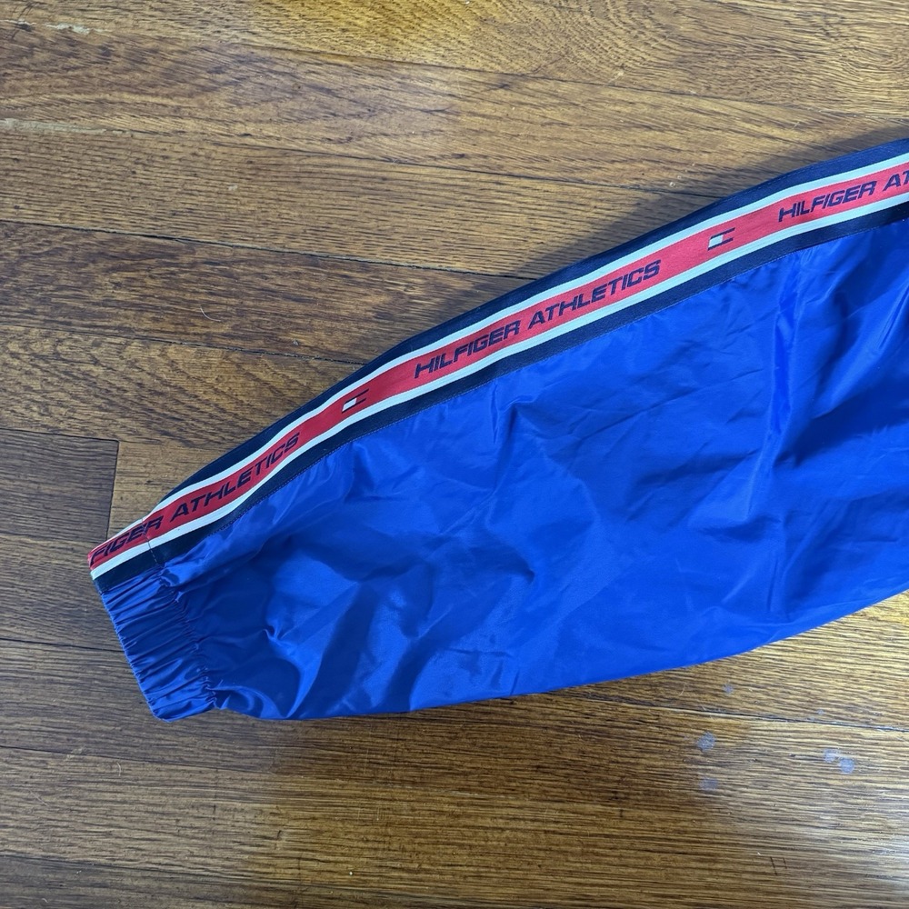 Hilfiger Athletics Vintage Men's Windbreaker Jacket Full Zip Nylon Blue Red M - Picture 6 of 10